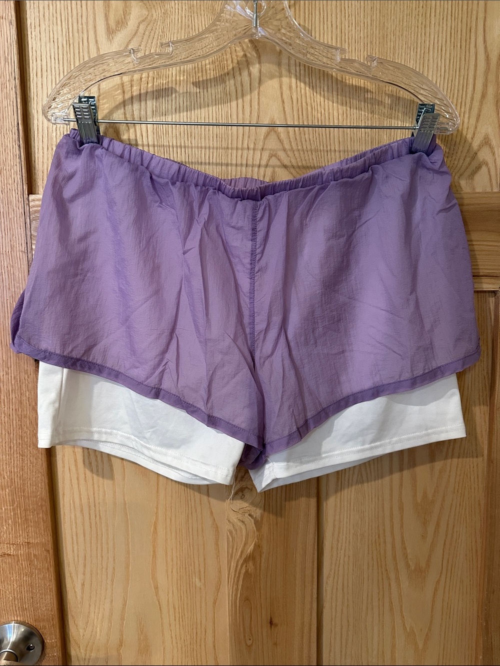 Max Studio Lavender and White Layered Athletic Shorts